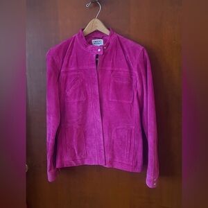 Chico’s suede moto jacket Barbie pink Small